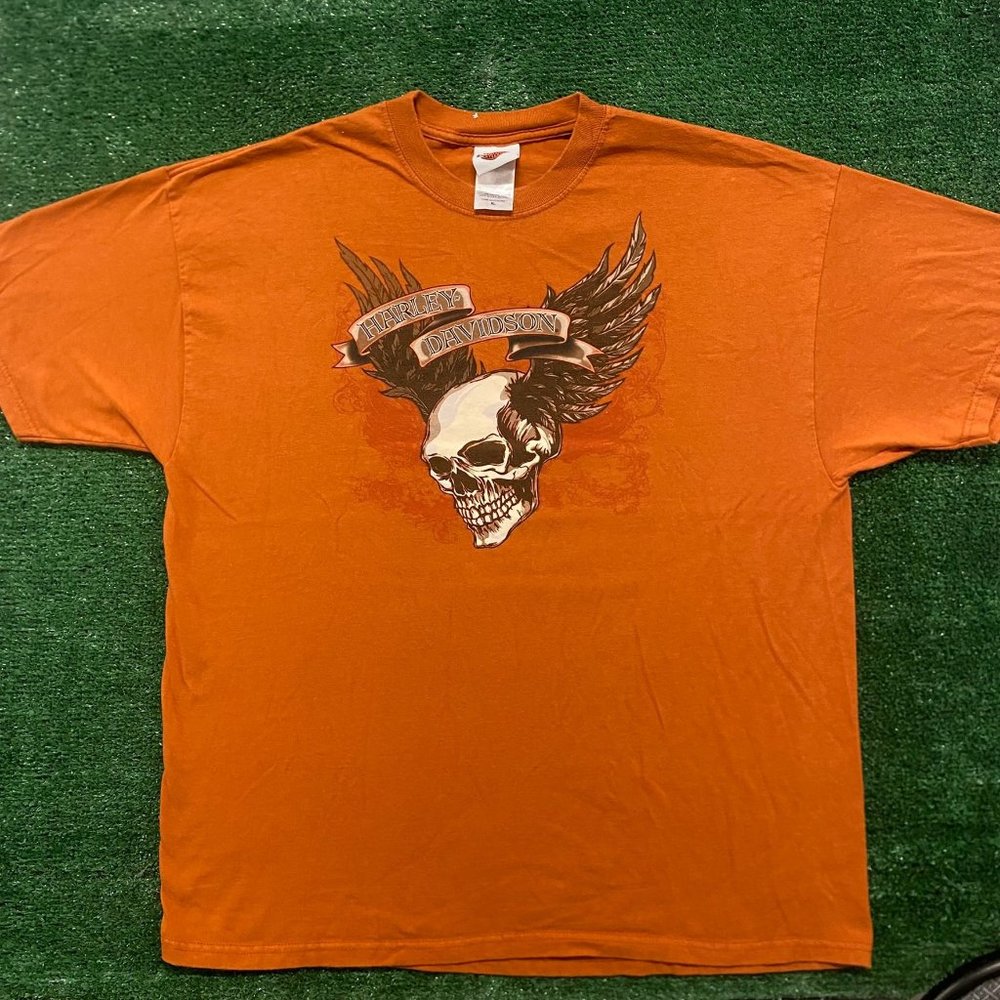 Vintage Y2K Harley Davidson Skull Essential Punk Biker Tee